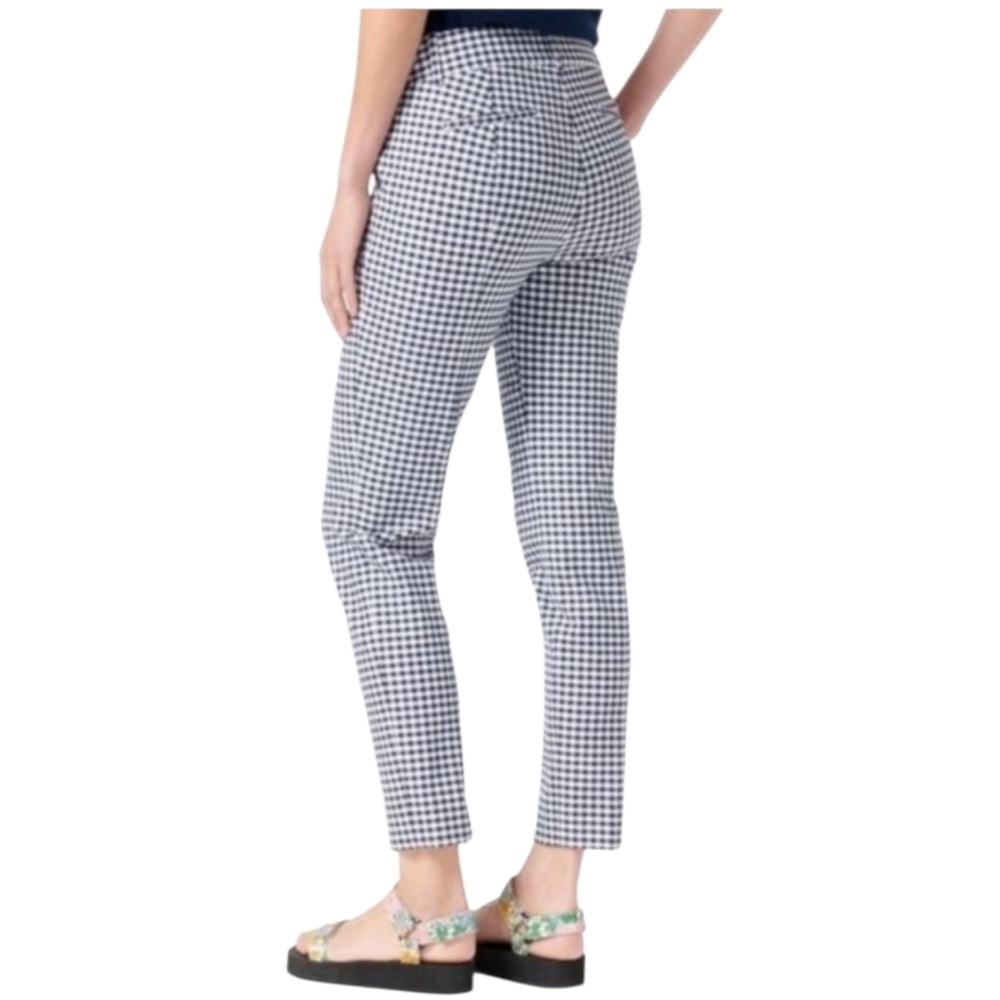 J. Crew Cameron Bi-Stretch Navy Gingham Checked Cropped Pants Cotton Womens Sz 6 - Picture 5 of 16